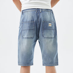Plus Size Men's Straight Summer Short Jeans, Denim Short Pants
