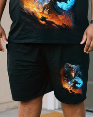 INFERNAL DUEL Men's Plus Size T-Shirt & Shorts Set