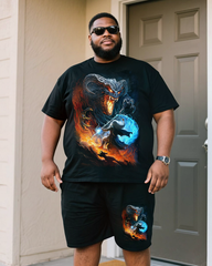 INFERNAL DUEL Men's Plus Size T-Shirt & Shorts Set