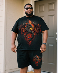 INFERNAL DUEL Men's Plus Size T-Shirt & Shorts Sets