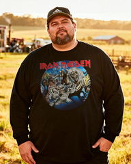 IRON MAIDEN Men's Big & Tall Long Sleeve Cotton T-Shirt