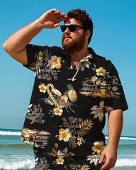 Hawaiian Vacation Style Men's Plus Size Pockets Shirt Shorts Suit