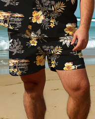 Hawaiian Vacation Style Men's Plus Size Pockets Shirt Shorts Suit