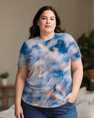 Gradient Tie-dye Women's Plus Size T-shirts