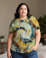 Gradient Tie-dye Women's Plus Size T-shirts