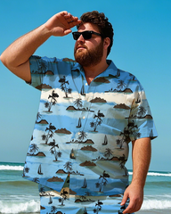 Hawaiian Vacation Style Men's Plus Size Pockets Shirt Shorts Suit