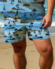 Hawaiian Vacation Style Men's Plus Size Pockets Shirt Shorts Suit