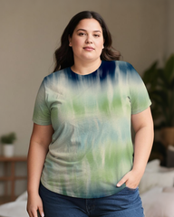 Gradient Tie-dye Women's Plus Size T-shirts