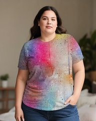 Gradient Tie-dye Women's Plus Size T-shirts