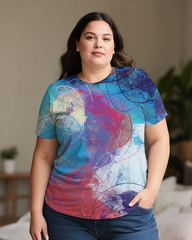 Gradient Tie-dye Women's Plus Size T-shirts