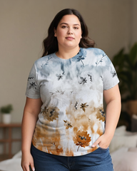 Gradient Tie-dye Women's Plus Size T-shirts