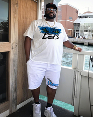 LEO Men's Plus Size T-Shirt & Shorts Suit