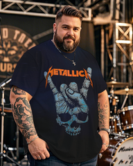 Metallica Devil Horns Skull Metal Graphic Men's Plus Size Cotton T-Shirt