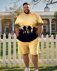 NINJA TURTLE Men's Plus Size T-Shirt & Shorts Suit