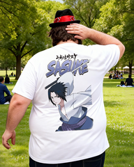 Naruto Shippuden Sasuke Jumbo Print 90s Style Men's Big & Tall Cotton T-shirt