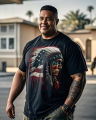Native American Male Warrior Men's Plus Size Short Sleeve T-Shirt