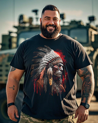 Native American Male Warrior Men's Plus Size Short Sleeve T-Shirt