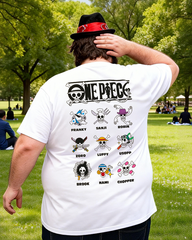 One Piece Straw Hat Pirates Jolly Rogers Men's Big & Tall Cotton T-shirt