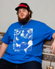 One Piece Tropical Blue Luffy Men's Big & Tall Cotton T-shirt