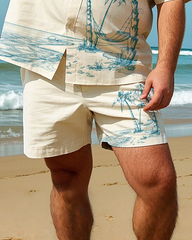 Hawaiian Vacation Style Men's Plus Size Pockets Shirt Shorts Suit