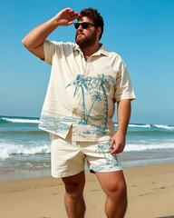 Hawaiian Vacation Style Men's Plus Size Pockets Shirt Shorts Suit
