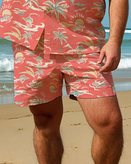 Hawaiian Vacation Style Men's Plus Size Pockets Shirt Shorts Suit