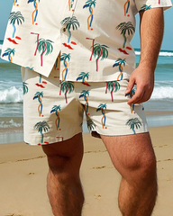 Hawaiian Vacation Style Men's Plus Size Pockets Shirt Shorts Suit
