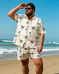 Hawaiian Vacation Style Men's Plus Size Pockets Shirt Shorts Suit