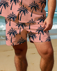 Hawaiian Vacation Style Men's Plus Size Pockets Shirt Shorts Suit
