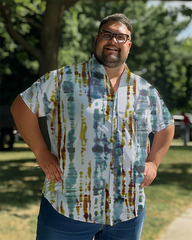 Men's Tie-dyed Plus Size Short Sleeve Shirt