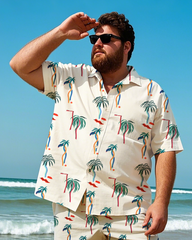 Hawaiian Vacation Style Men's Plus Size Pockets Shirt Shorts Suit