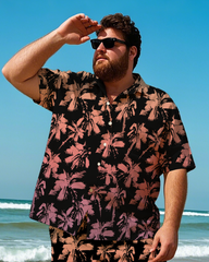 Hawaiian Vacation Style Men's Plus Size Pockets Shirt Shorts Suit