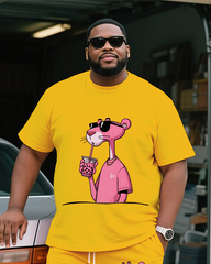 Pink Panther Men's Plus Size T-Shirt & Shorts Suit