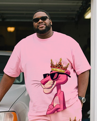 Pink Panther Men's Plus Size T-Shirt & Shorts Suit