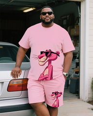 Pink Panther Men's Plus Size T-Shirt & Shorts Suit