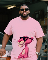 Pink Panther Men's Plus Size T-Shirt & Shorts Suit