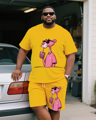 Pink Panther Men's Plus Size T-Shirt & Shorts Suit