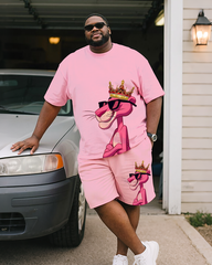 Pink Panther Men's Plus Size T-Shirt & Shorts Suit