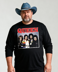 QUEEN Men's Big & Tall Long Sleeve Cotton T-Shirt