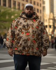 Men's Christmas Reindeer Plus Size Hoodie