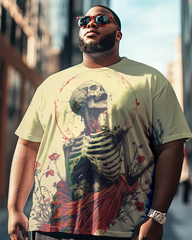 Men's Retro Diablo Style Plus Size Short Sleeve T-Shirt