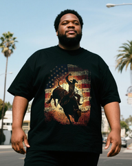 Rodeo Bull Rider Patriotic Cowboy Men's Plus Size Short Sleeve T-Shirt