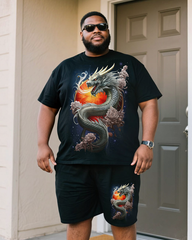 SUN DRAGON Men's Plus Size T-Shirt & Shorts Set