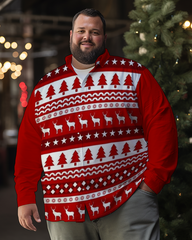 Men's Santa Reindeer Plus Size Long Sleeve Shirt