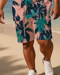 Hawaiian Vacation Style Men's Plus Size Pockets Shirt Shorts Suit
