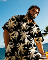 Hawaiian Vacation Style Men's Plus Size Pockets Shirt Shorts Suit