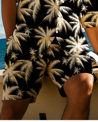 Hawaiian Vacation Style Men's Plus Size Pockets Shirt Shorts Suit