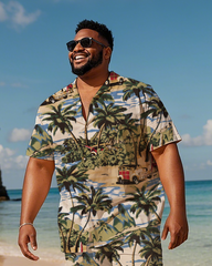 Hawaiian Vacation Style Men's Plus Size Pockets Shirt Shorts Suit
