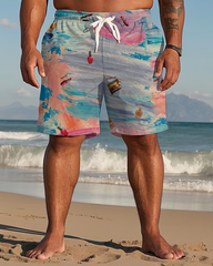 Gradient Color Tie-dye Men's Plus Size Shorts