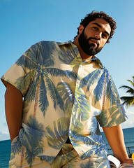 Hawaiian Vacation Style Men's Plus Size Pockets Shirt Shorts Suit